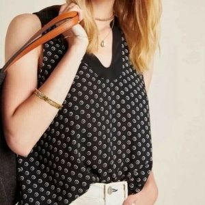 Anthropologie Maeve Melange Sleeveless Top Tank Shell in Polka Dot